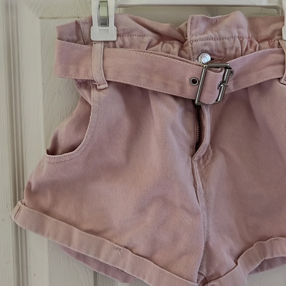 Pacsun Light Pink Denim Mon Shorts with Buckle - Picture 2 of 6
